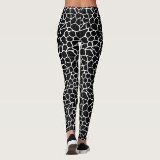 Black and White Giraffe Print Animal Pattern Leggings