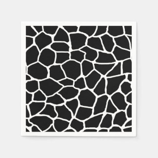Black and White Giraffe Print Animal Pattern Napkin