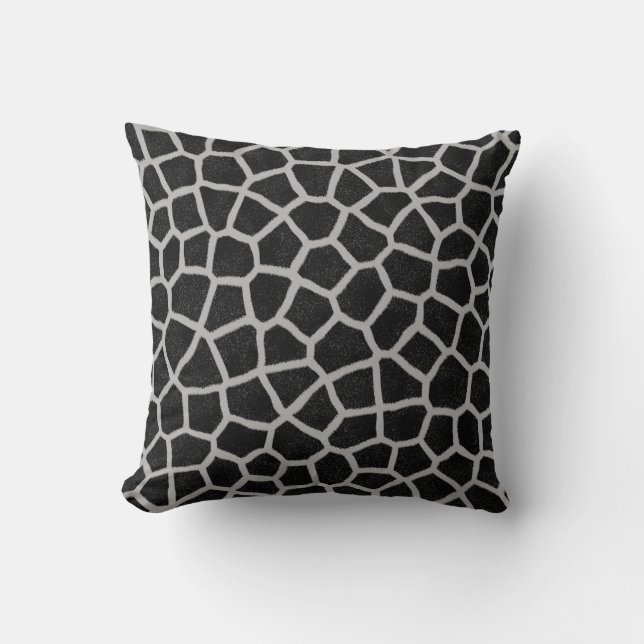 Black and White Giraffe Print Cushion (Front)