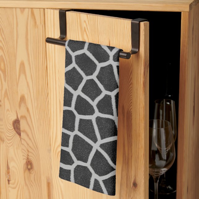 Black and White Giraffe Print Tea Towel (Thirds Fold)