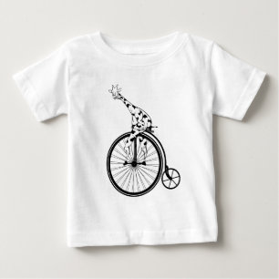 Black and white giraffe riding a bike baby T-Shirt