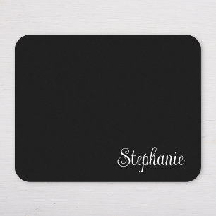 Black and White Girly Modern Name Mouse Mat