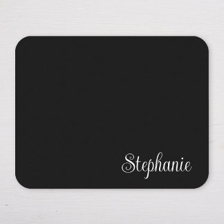Black and White Girly Modern Name Mouse Mat