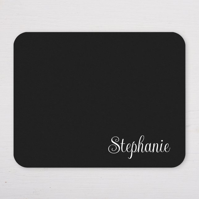 Black and White Girly Modern Name Mouse Mat (Personalized Black and White Mousepad)