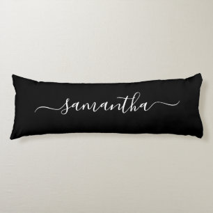Black and White Girly Signature Name Body Cushion