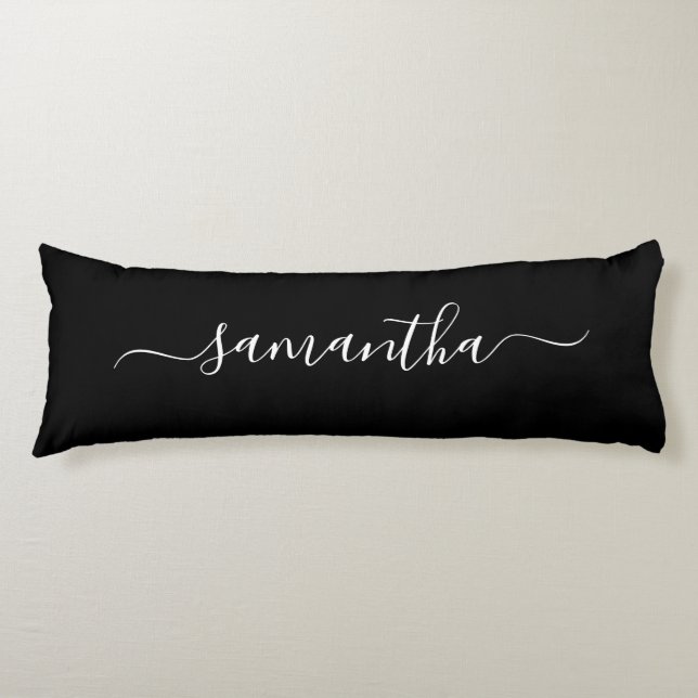 Black and White Girly Signature Name Body Cushion (Front)