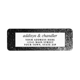 Black and White Glam Chic Modern Wedding Glitter  