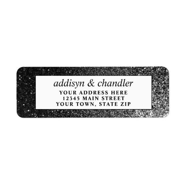 Black and White Glam Chic Modern Wedding Glitter   (Front)