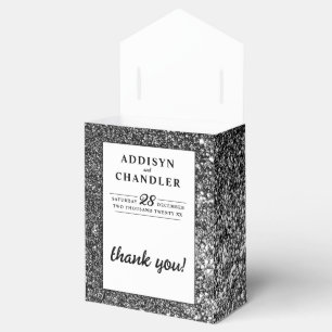 Black and White Glam Chic Modern Wedding Glitter   Favour Box