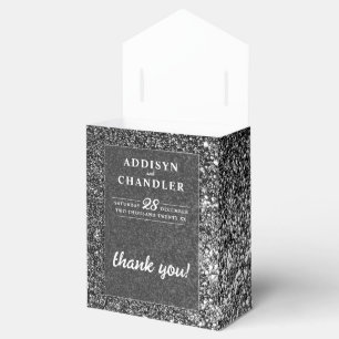 Black and White Glam Chic Modern Wedding Glitter   Favour Box