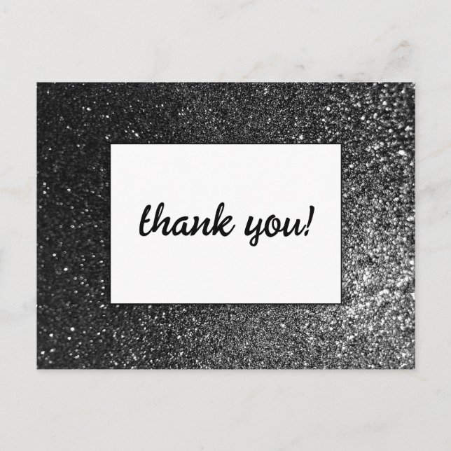 Black and White Glam Chic Modern Wedding Glitter   Postcard (Front)