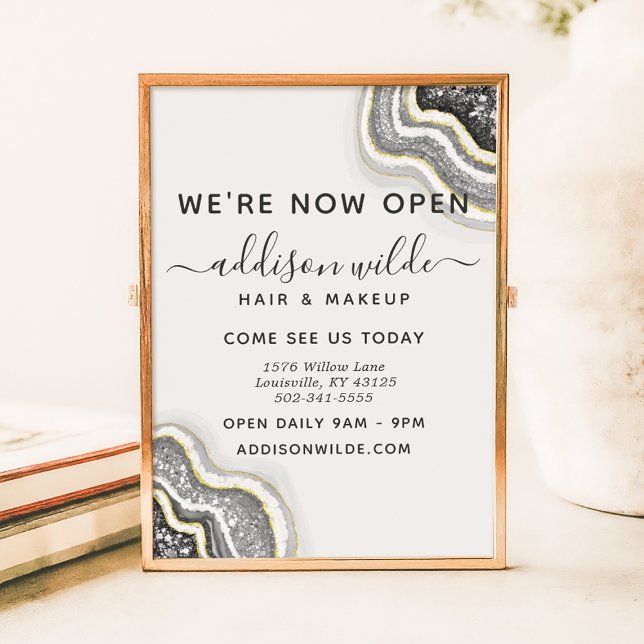 Black And White Glitter Agate Geode Luxe Business Poster (Creator Uploaded)