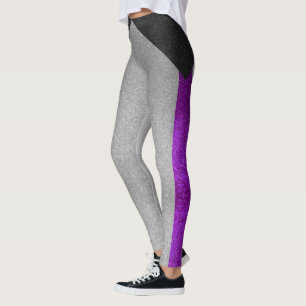 Black and White Glitter Demisexual Gay Pride Flag  Leggings
