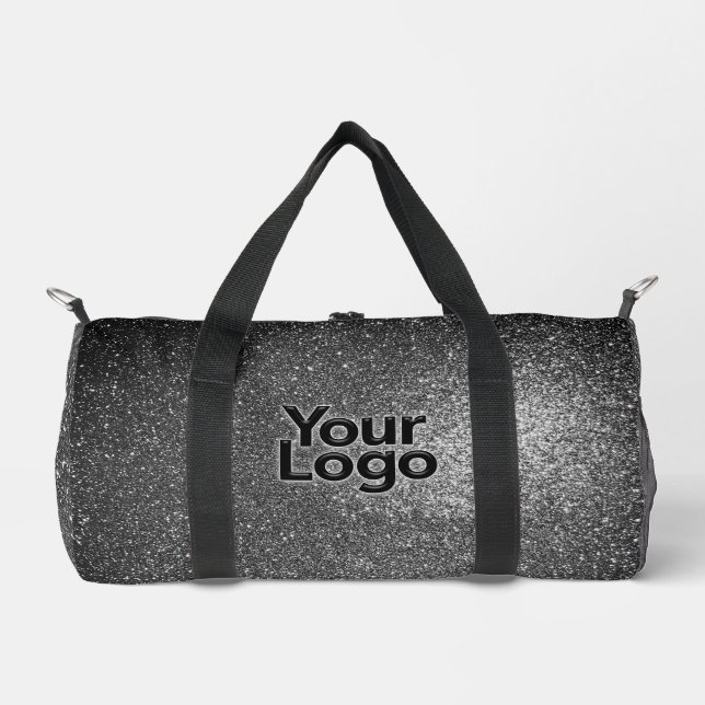 Black and White Glitter Luxury Business Logo  Duffle Bag (Front)