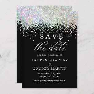 Black And White Glitter Wedding Save The Date