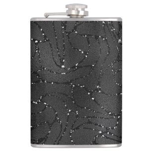 Black and white glittery luxury background hip flask