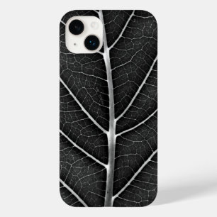 Black and white glowing leaf close-up Case-Mate iPhone 14 plus case