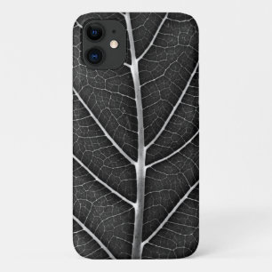 Black and white glowing leaf close-up iPhone 11 case