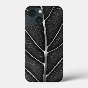 Black and white glowing leaf close-up iPhone 13 mini case
