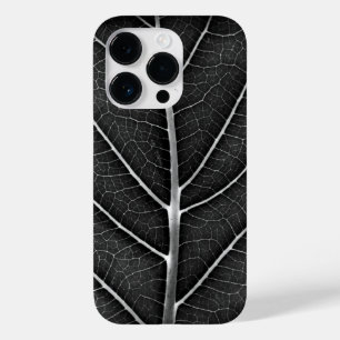 Black and white glowing leaf close-up Case-Mate iPhone 14 pro case