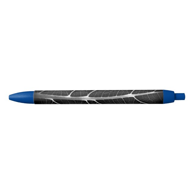 Black and white glowing leaf close-up ink pen (Front)