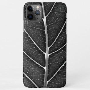 Black and white glowing leaf close-up iPhone 11Pro max case