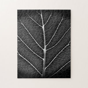 Black and white glowing leaf close-up jigsaw puzzle