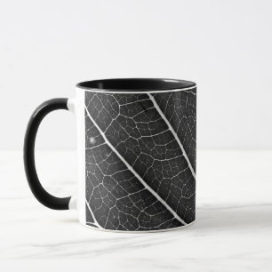 Black and White Glowing Leaf Close-Up Mug