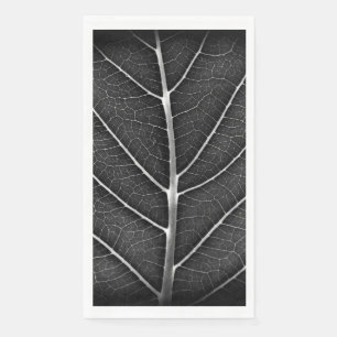 Black and white glowing leaf close-up napkin