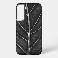 Black and White Glowing Leaf Close-Up