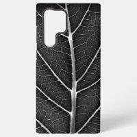 Black and white glowing leaf close-up