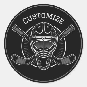 Black And White Goalie Mask Classic Round Sticker