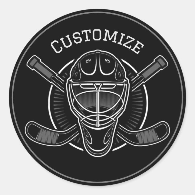 Black And White Goalie Mask Classic Round Sticker (Front)