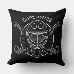 Black And White Goalie Mask Cushion