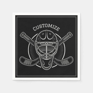 Black And White Goalie Mask Napkin