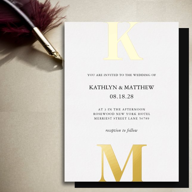 Black and White Gold Modern Bold Monogram Wedding (Creator Uploaded)