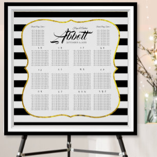 Black and White Gold Seating Chart Alphabetical