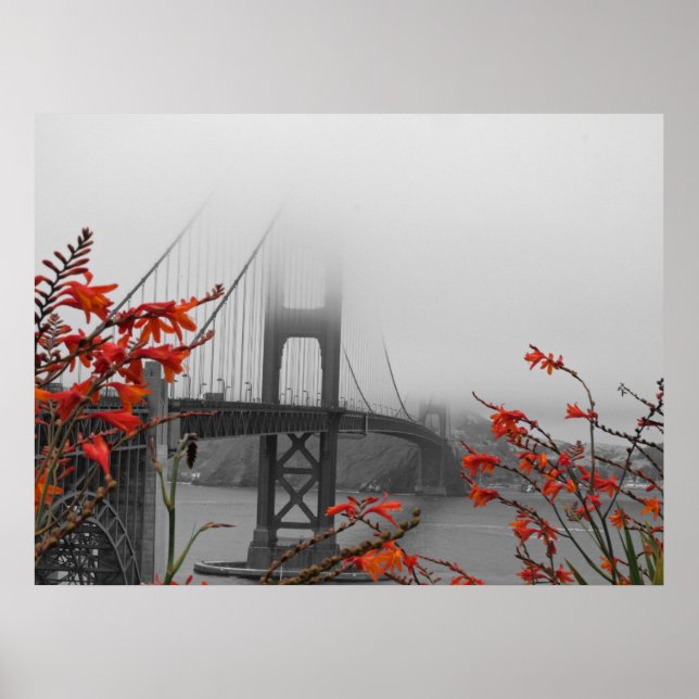 Black and White Golden Gate Bridge Poster (Front)