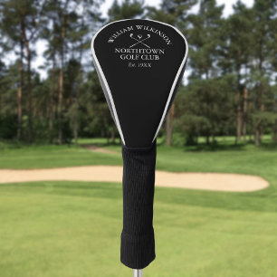 Black And White Golf Club And Member Name Head Cover