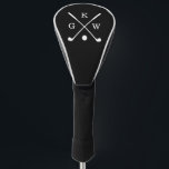 Black and White Golf Clubs Monogram Head Cover<br><div class="desc">Personalised  3-letter monogram design for golf enthusiasts.</div>