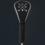 Black and White Golf Clubs Monogram Head Cover<br><div class="desc">Personalised  3-letter monogram design for golf enthusiasts.</div>