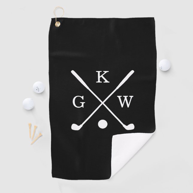 Black and White Golf Clubs Monogram Towel (InSitu)