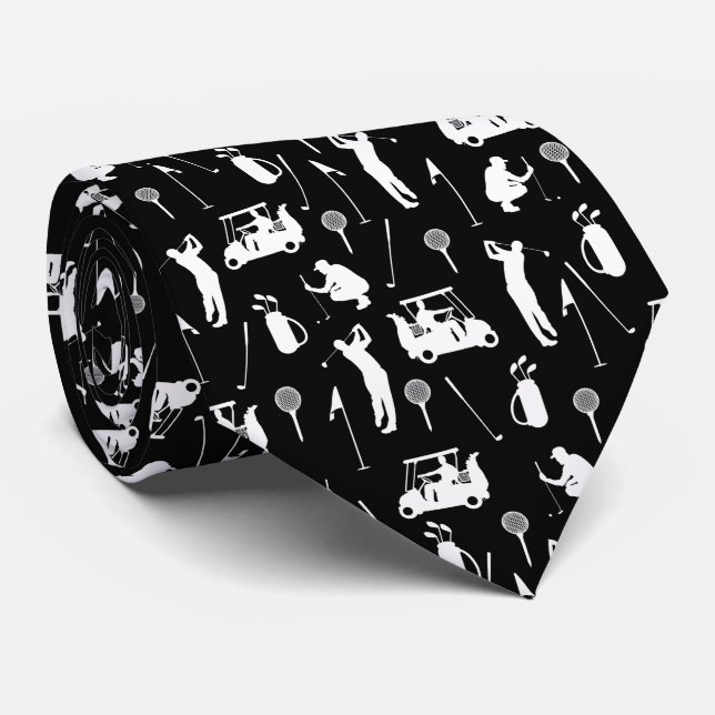 Black And White Golfers Tie (Rolled)