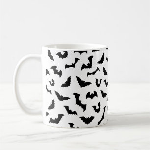 Black and white goth flying bats coffee mug