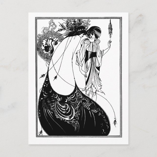 Black and white goth gothic art nouveau Salome Postcard (Front)