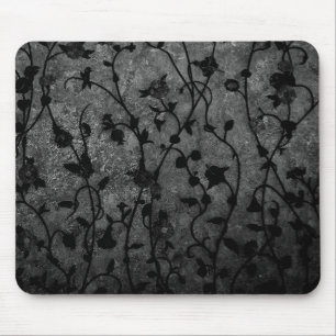 Black and White Gothic Antique Floral Mouse Mat