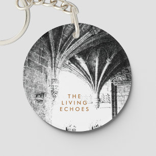 Black and White Gothic Architecture Sketch Key Ring