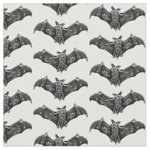 Black and White Gothic Bat Pattern Fabric