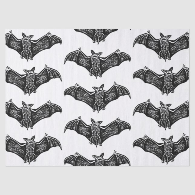 Black and White Gothic Bat Pattern Tissue Paper (Front)
