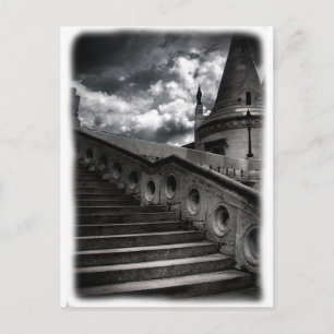 Black and White Gothic Castle Halloween RECVERT Postcard